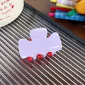 Chic two-tone acrylic hair claw clip in lavender and bright red finish for women - 4cm / Red & Purple