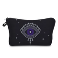 Detail der schwarzen Kosmetiktasche mit Evil-Eye-Stern-Print und Reißverschluss - Schwarz Stern Mond Auge 658
