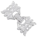 Detail of silver heart wing connector clasp with sparkling pavé cubic zirconia inlay - VK262 White Gold Heart Clasp