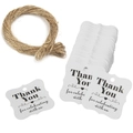 Set of 100 white square gift tags with decorative edges and jute twine for DIY crafts - Style 2 (3x3cm) White Thank You