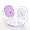 Specchio trucco LED viola pieghevole con ricarica USB-C e custodia larga 90 mm - Ingrandimento 10X / Luce Doppia Faccia / Controllo Magnetico / Ricaricabile / Viola
