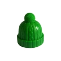Green knit hat style wine bottle stopper made of silicone with textured cable pattern - Green