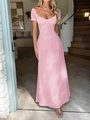 Dettaglio elegante abito rosa con maniche a sbuffo, gonna a trapezio e laccio - Taglia S / Rosa
