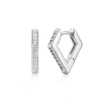 Orecchini geometrici a cerchio in argento S925 con zirconi incastonati scintillanti - Argento - Rombo Geometrico Con Zirconia