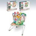 Green jungle baby bouncer with toy bar and cartoon forest animal pattern seat - Giraffe