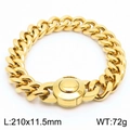 Gold-plated stainless steel Cuban link bracelet for men with round clasp, 210mm in length - Model B Gold (KB169883-Z)