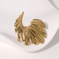 Anillo abierto minimalista de acero inoxidable chapado en oro 18k con diseño de ala - Anillo Abierto en Forma de Ala / Dorado