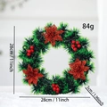 Artificial Christmas wreath with red poinsettia and berries measuring 28cm in diameter - D1-1 Green Wreath With Red Poinsettia Flowers