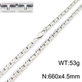 Polished silver stainless steel box chain necklace with lobster clasp, 660mm x 4.5mm size - Necklace / 660x4.5mm / Steel Color Necklace (KN230517-KFC)