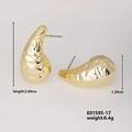 Golden hammered texture geometric earrings with irregular concave surface and glossy finish - Gold Hammered Texture Studs (E01595-17)