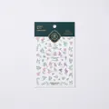 3D embossed rugosa rose nail stickers TS-1588 with pink floral patterns and green leaves - TS-1588 Rugosa Rose (TS-1588)