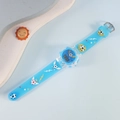 Kids digital watch with light blue silicone strap featuring soccer and star patterns - Soccer Blue