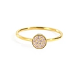 Elegant gold stainless steel ring featuring a circular face set with pink crystals - US5 / October Light Rose-Gold Color