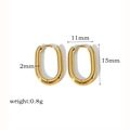 Boucles d'oreilles créoles ovales dorées en acier inoxydable avec dimensions de 15mm - Style Ovale (TE6031-7-15)