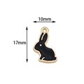 Cute black enamel bunny charm with gold trim 10x17mm DIY jewelry finding - Black Rabbit
