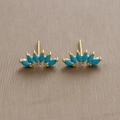Detail of fan-shaped S925 earrings with gold plating and blue marquise-cut zircons - Gold (Blue Zircon)