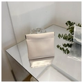 Minimalist ivory PU leather mini shoulder bag with spring metal closure for women - Small / White