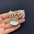 Natural white shell pendants with gold-plated edges in two sizes for DIY jewelry making - No.17 (White Shell - Gold Edge)