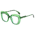 Übergroße Retro-Brille in grüner Leoparden-Optik mit quadratischem Rahmen für Damen - C4 Grüner Leopard Transparent Gespleißt