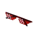 Macro detail of red pixelated Thug Life sunglasses with white mosaic pattern on frames - Double Row Red
