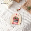 Addobbo natalizio in legno a forma di casetta con stella rossa e scritta Merry Christmas - Casetta di Natale a Righe (Stile A-LG18-777)