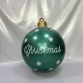 Inflatable green Christmas ball with LED lights and white star pattern for holiday decor - Green Christmas Print