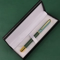 Dark green matte business fountain pen with gold trim in a premium black gift box - Green Bamboo Nib / Boxed