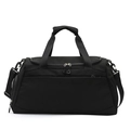 Black sports gym duffel bag for fitness, yoga, swimming, and travel with large capacity. - Plain Black