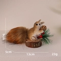 Cartoon foam squirrel ornament with pine cone and wooden base for Christmas tree decoration - Squirrel Pendant Type C
