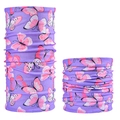 Purple seamless cycling neck gaiter with pink butterfly print for outdoor UV protection - Purple Butterfly