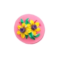 Pink round silicone mold for DIY flower fondant crafts featuring twin narcissus petals - Style 1 / Pink