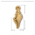 Macro view of golden conch shell pendant with 17mm and 7mm dimensions and weight detail - Conch