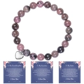 Bracciale in perle di rodonite naturale con ciondolo a cuore e tre biglietti d'auguri - Per mia nipote / Bracciale di Rodonite