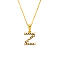18K gold plated stainless steel necklace with Z-shaped pearl-encrusted letter pendant - Letter Z (S-P149-Z)