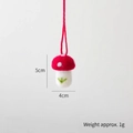 Handmade red wool felt mushroom ornament with white dots and green leaf for Christmas decor - Red Small Round Mushroom