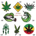 Set di 8 toppe ricamate con foglie verdi e unicorni con dettagli di cucitura fitti - 9# Set di Toppe Foglia (8 pz)