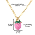 Pink enamel strawberry pendant on a gold chain with detailed size and weight specs - N01162 Pink Strawberry Necklace