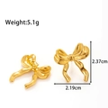Eleganti orecchini a fiocco dorati in acciaio al titanio con misure e peso dettagliati - Fiocco Gonfio Tridimensionale (YE-041-Oro)