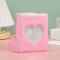Pink heart cutout 3-inch photo album with a matching heart charm and silver bead chain - Pink Heart