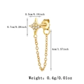 Detail of S925 sterling silver star stud with tassel chain and zircon dimensions - Four-Pointed Star Style / 925 Silver / Gold