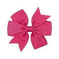 Handmade rose red grosgrain ribbon bow hair clip with layered swallowtail V-shape design - Rose Red