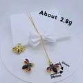 Ciondolo a forma di ape dorata con zirconi, misura 24mm x 26mm, peso circa 2,8g - #3 (Ciondolo Singolo - Ape)