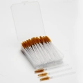 Golden fiber disposable mascara wands with gold glitter handles in a clear storage box - Crystal Handle Coffee Bristles