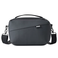 Borsa a tracolla sportiva grigio scuro da uomo in nylon con cinturino regolabile - Grigio