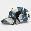 Blue and white camouflage baseball cap with durable cotton twill and adjustable strap - Blue White Khaki Camouflage