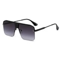 Gafas de sol cuadradas clásicas para hombre en metal negro con lentes grises degradados - Montura Negra Doble Gris