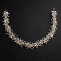 Handmade bridal headband with gold floral wire, sparkling rhinestones and pearls - Gold