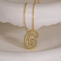 Gold plated box chain necklace with crystal-encrusted letter G pendant for women - Letter G (Box Chain)