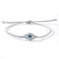 Bracelet œil de protection tissé à la main en cordon gris argent avec nœud coulissant - Argent