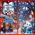 Blue Christmas window stickers set with Merry Christmas text, blue birds and white snowflakes - 2-Pack Set BQ536+539